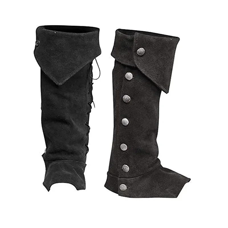 Armatura per gambe punk gotico medievale Guerriero vichingo Cavaliere Stivali con fasciatura Custodia Uomo Donna Scarpe cosplay Coprigambe retrò MN3