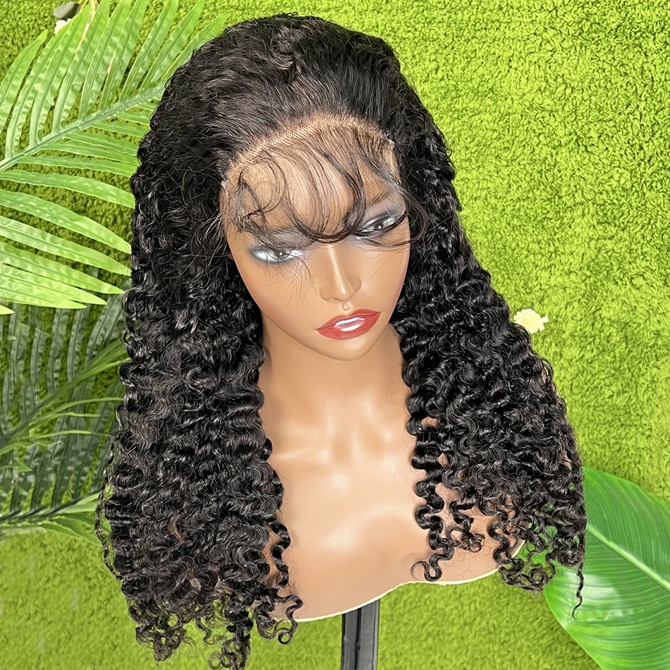 Burmese Curly 5x5 HD Invisible Lace Closure Wigs Human Hair 200% Density #1B Natural Black Color Bleached Knots Preplucked Hair