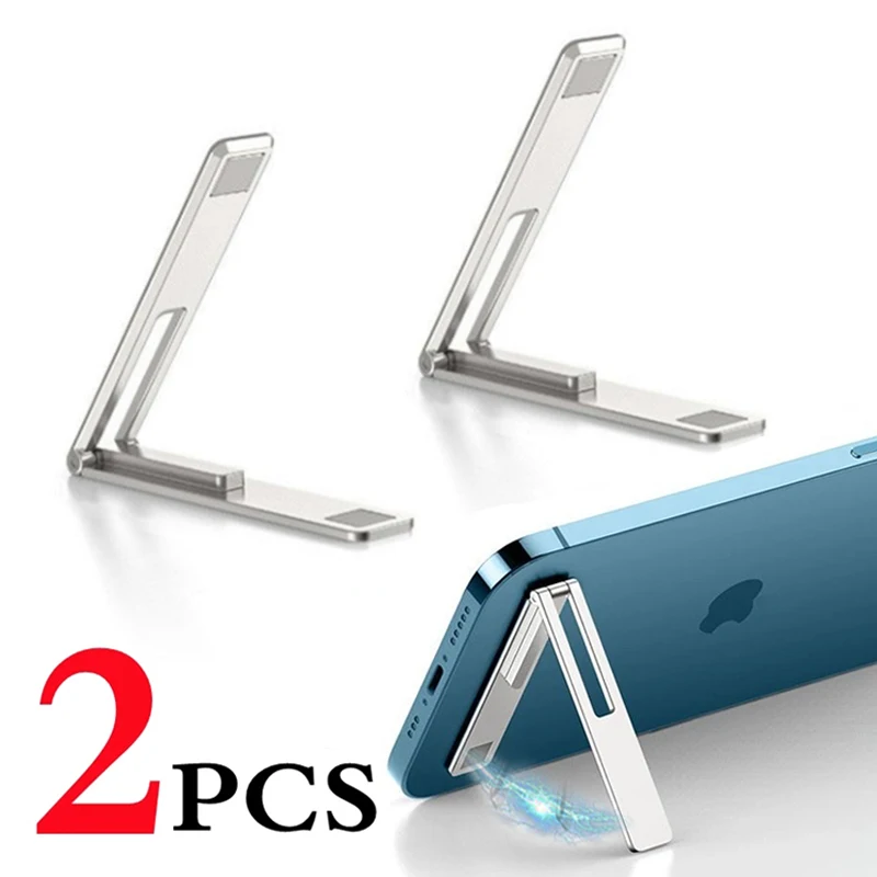 Magnetic Ultra Thin Foldable Mobile Phone Holder Bracket Metal Alloy Desktop Cell Phone Stands Universal Phone Support Kickstand