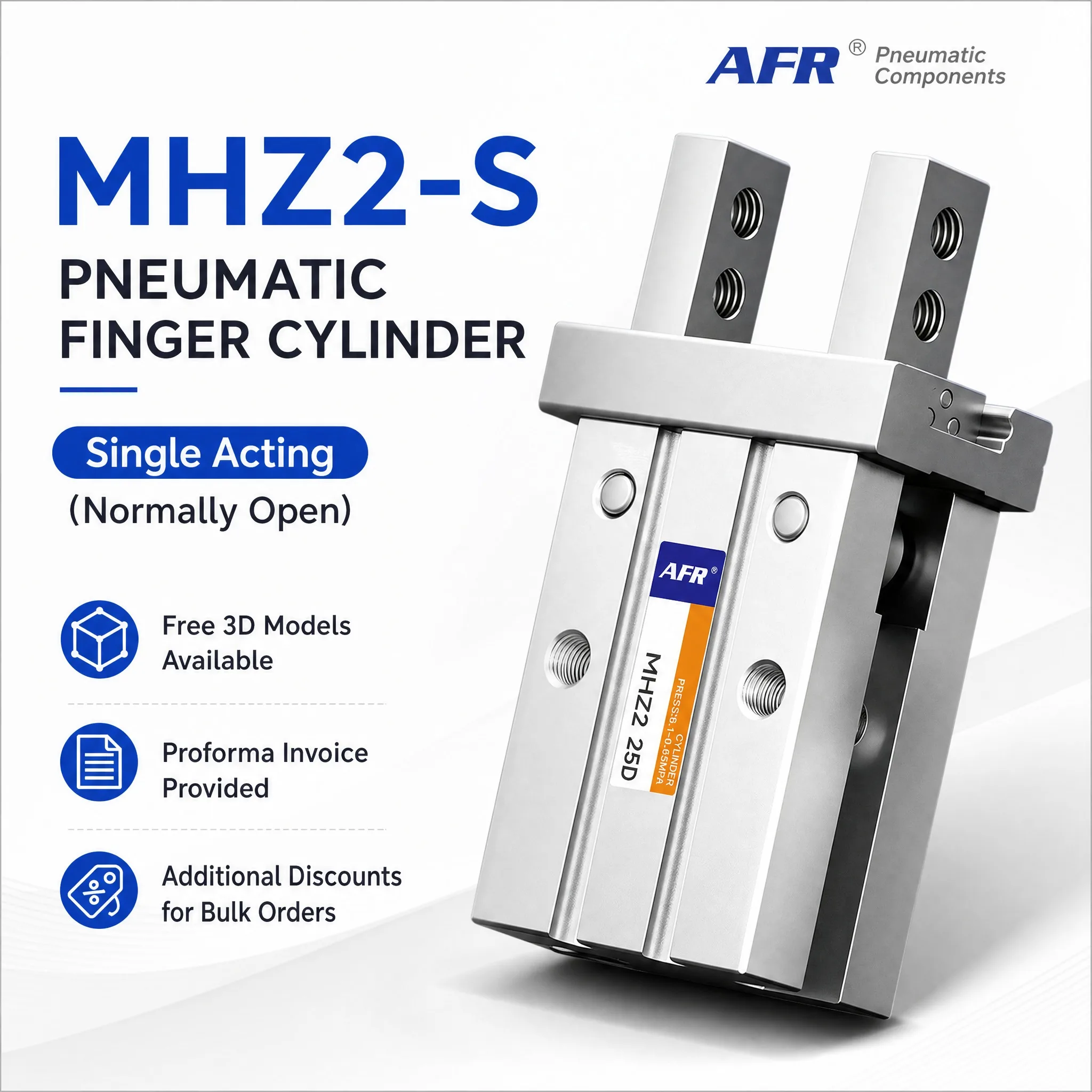 MHZ2-10S 16S 20S Air Gripper Pneumatic Parallel Cylinder Single Acting Normally Closed Spring Return Linear Guide Robotic Claw