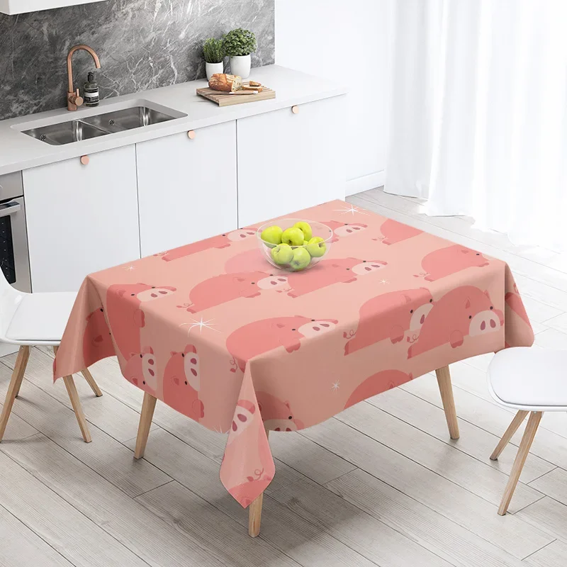Home tablecloths dining decoration rectangular table accessories waterproof cloth Anti-stain Modern simple cute animal funny