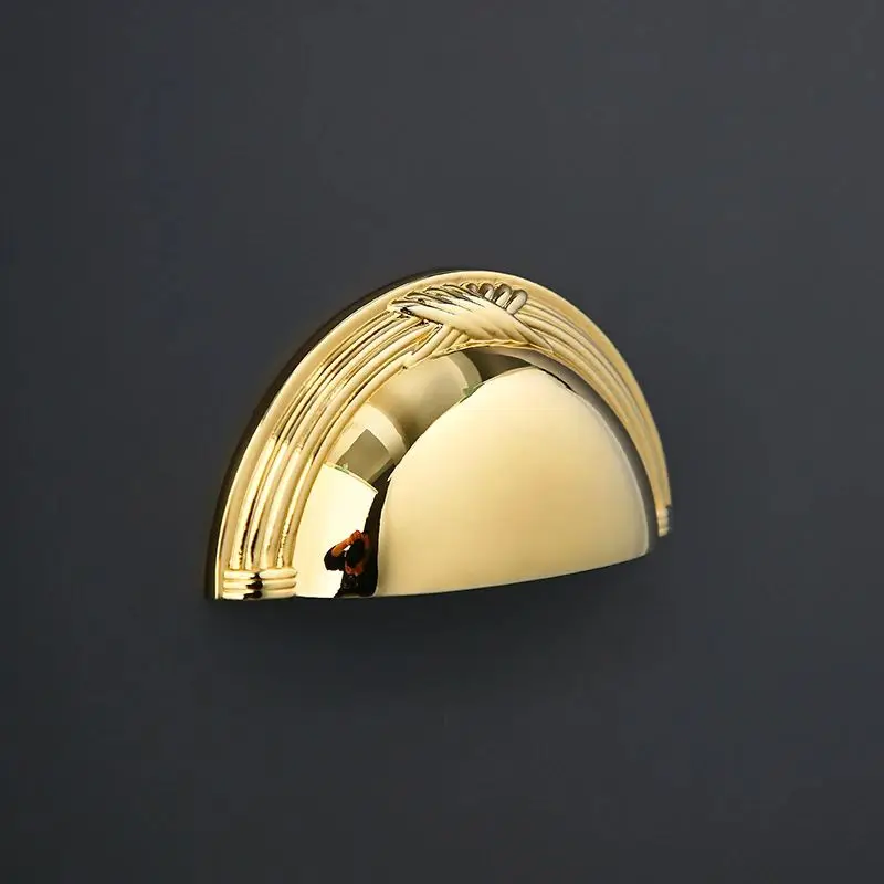 New 10PCS Solid Brass Shell Tatami Furniture Pulls Handles Drawer Knobs Cupboard Wardrobe Closet Dresser Hidden Cabinet Pulls
