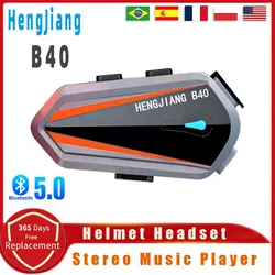 Heng Jiang B40 Motorcycle Helmet Bluetooth Headset Stereo Earphone 1600mAh V5.3 Hands Free Call Waterproof MP3 Music Player