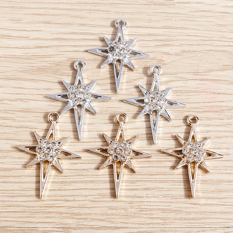10 Stück 22x29mm süße Legierung Kristall Stern Charms Anhänger für Schmuckherstellung Tropfen Ohrringe Halskette DIY handgemachte Handwerk Zubehör – Detail 6
