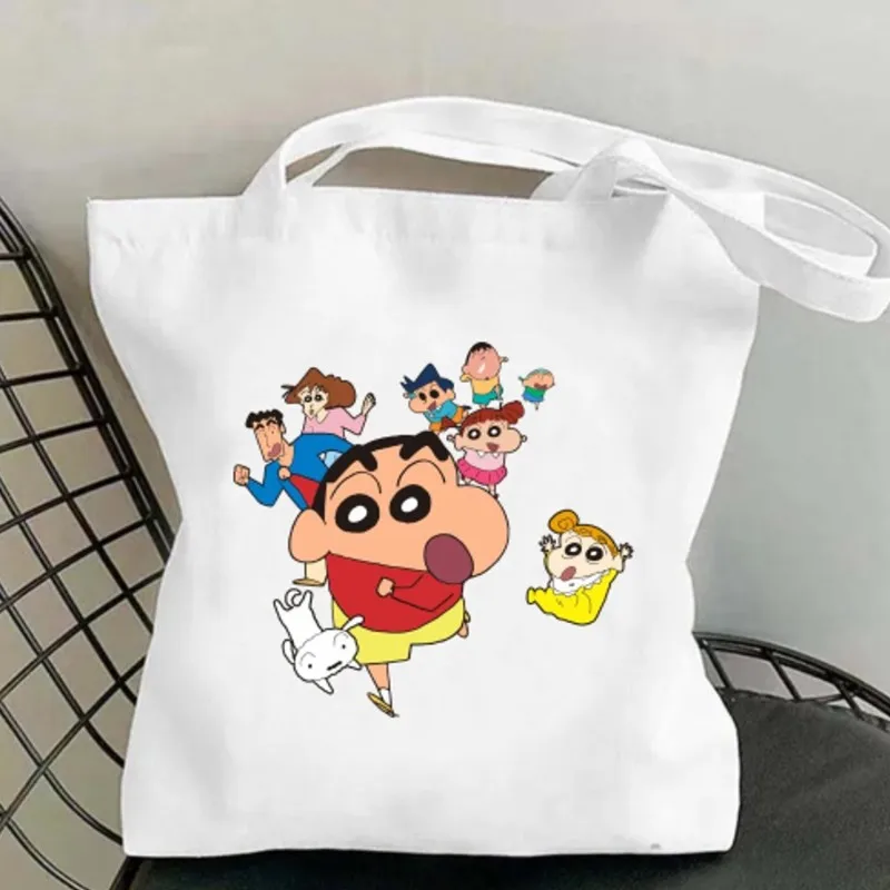 Bilibili C-Crayon-Anime-Shin-Chan Women Shoulder Bags Casual Handbag Tote Bag Large Capacity Cotton Shopping Bag