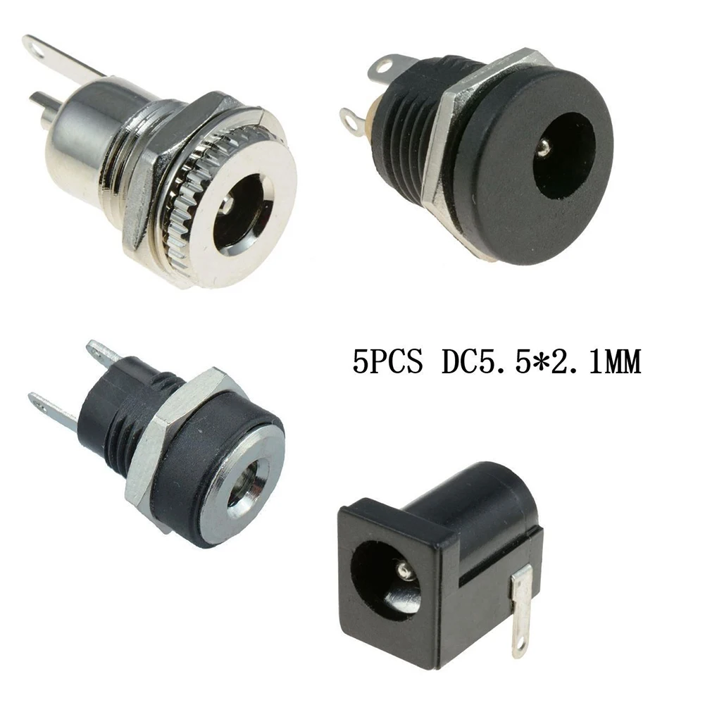 Power Connector Panel Mounted 5PCS DC Power Connector Socket Female (21mm) for Low Current Applications High Quality