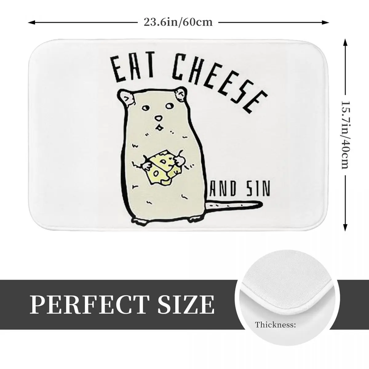 Funny Eat Cheese And Sin Non-slip Doormat Floor Mat Cushion Carpet Rug for Kitchen Entrance Home Balcony Footpad Mats