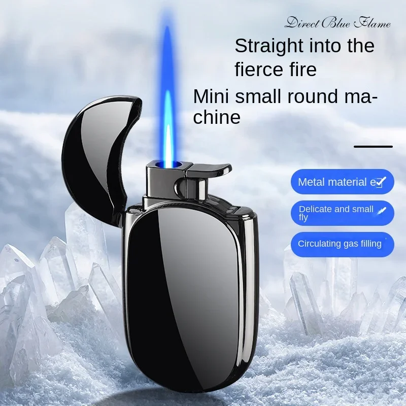 Mini round candy windproof blue flame inflatable lighter with customizable advertising logo business gift