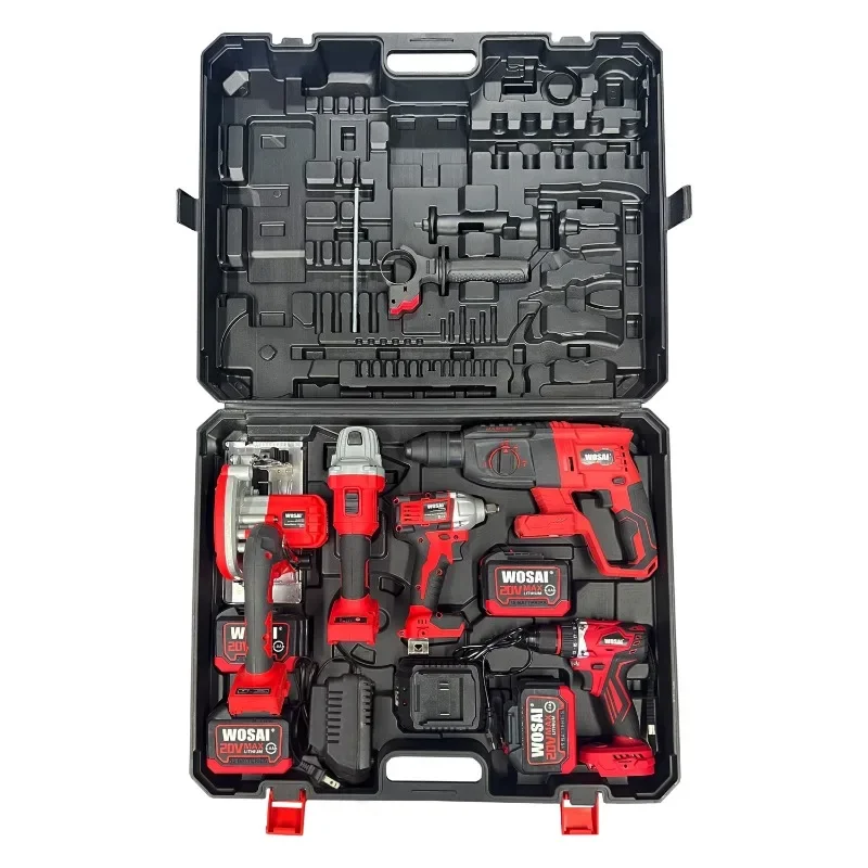 Factory Price Popular 20V Power Tools Kits Combo Cordless Impact Wrench Angle Grinder Hammer Drill Set Electric Tool Kit