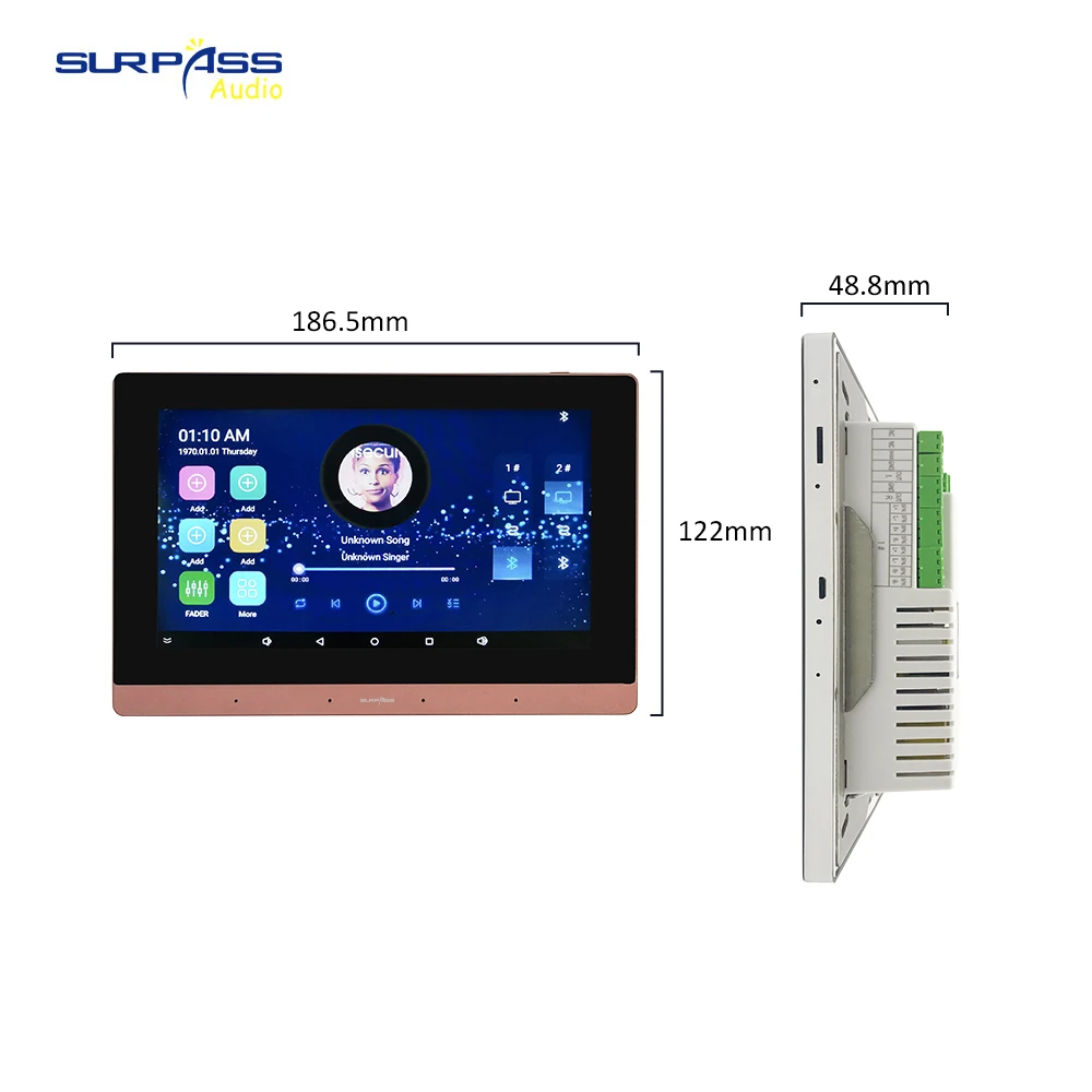 WiFi Audio Wall Amplifier 7 Inch Smart Home Home Stereo Sound System 8channels Speakers