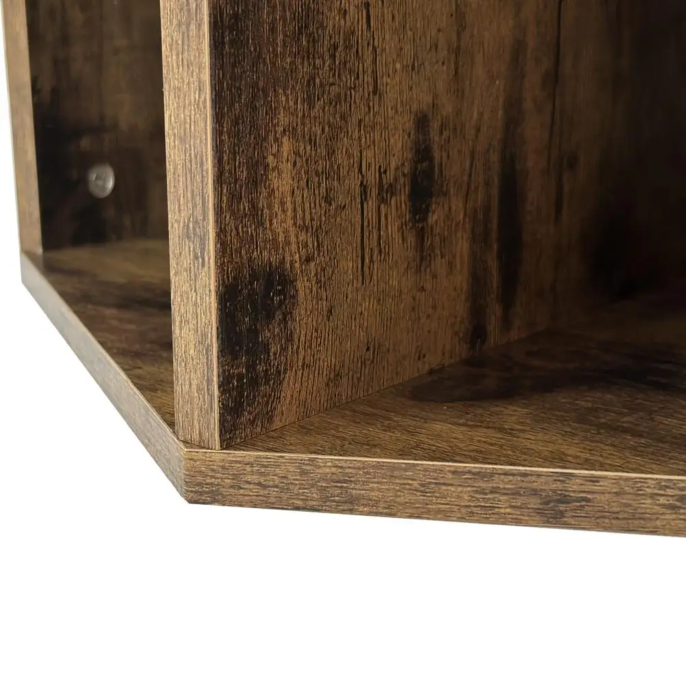 Zeshoekige salontafel bijzettafel nachtkastje antiek hout geometrische vorm opslag 23,62 inch