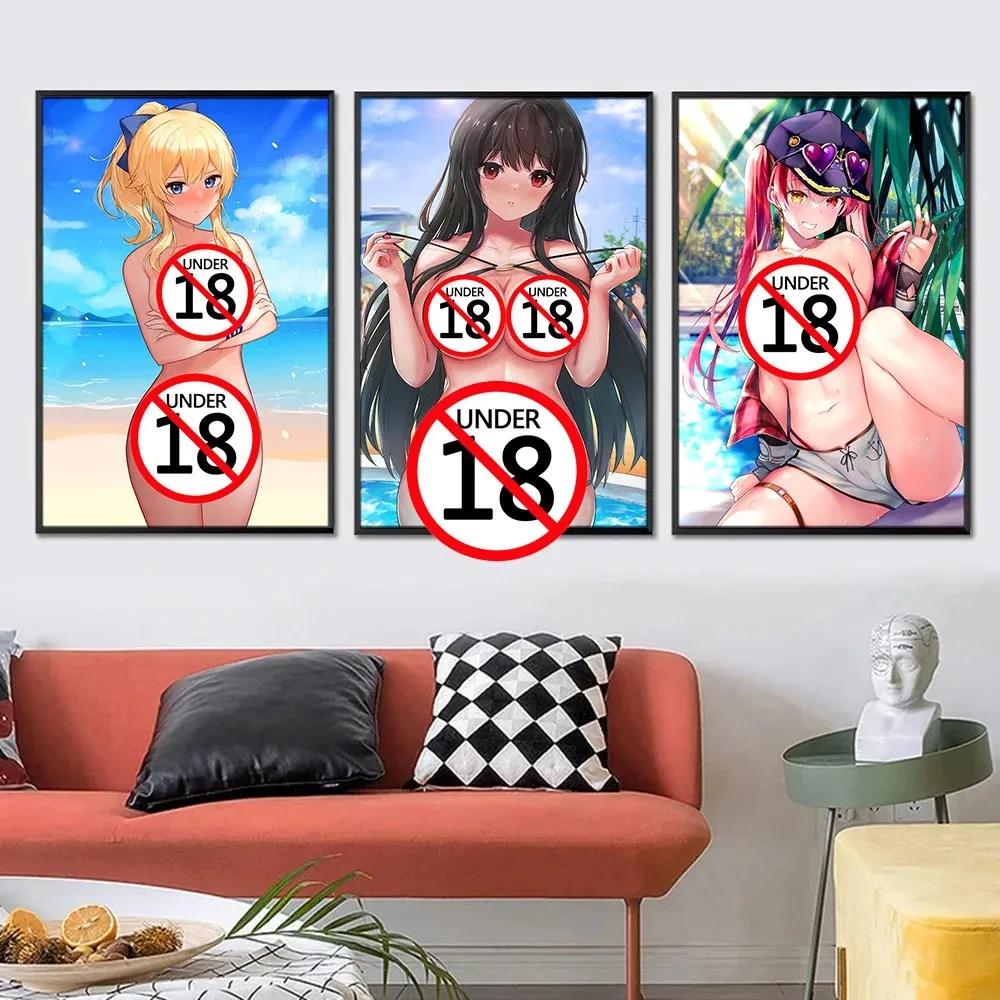 Uncensored MANGA Sexy Girl Poster Erotic Anime Beauty Wall Art Prints Canvas Painting Cartoon Picture Boy's Bedroom Home Decor