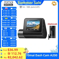 70mai-Caméra de tableau de bord avec moniteur de stationnement 24h, DVR de voiture, WiFi, FOV 1080 °, enregistrement sur canal touristique, 130 P, HDR, 2 écrans en effet IPS, A200, Global