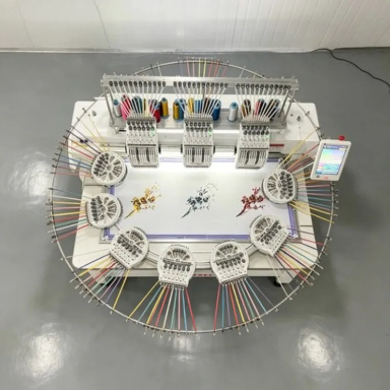 Advanced Computerized Embroidery System 10 Heads 12 Needles Automatic Embroidery Machine with Remote Screen