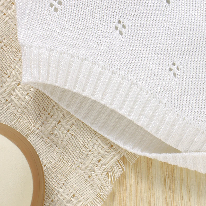 Baby Cotton Knitted Bodysuits Solid Sleeveless Newborn Infant Girls Strap Onesie Coveralls 0-18m Toddler White Outfits Costumes view 4