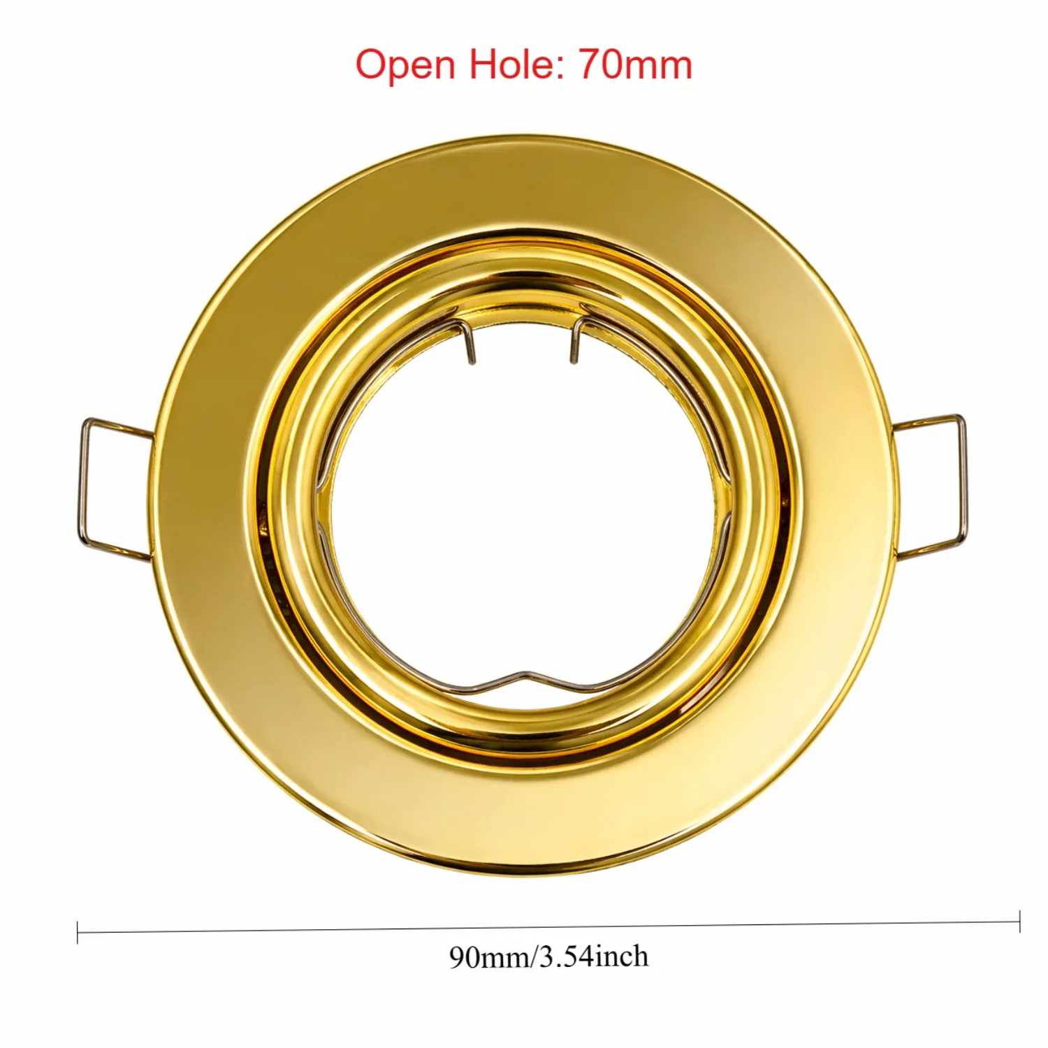 Gold Round GU10 MR16 GU5,3 Recessed Downlight LED Fitting Ceiling Spot Light Frame Dia 90mm Cutout 70mm Bulbs Lamp Socket Holder