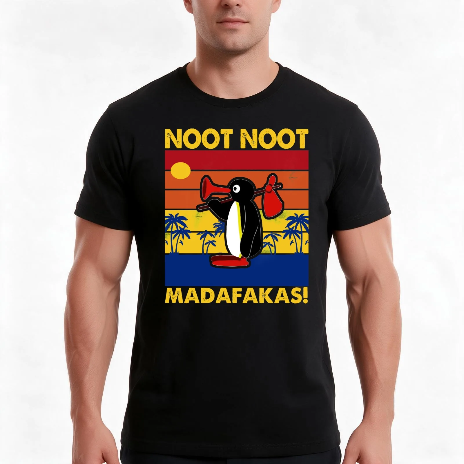 noot noot square T-Shirt, Summer Casual Cotton Tee, Oversized Streetwear Tops, Vintage Graphic Print, Loose Fit Short Sleeve