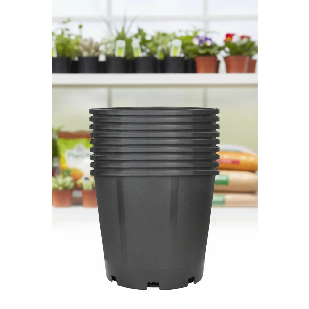

10 Pack 3 Gallon Short Black Nursery Pots Planters with Drainage Holes for Indoor Outdoor Gardening Plants