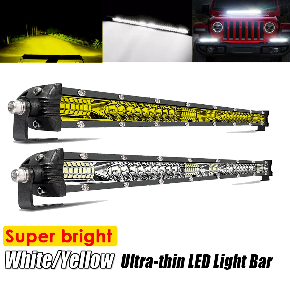 Ultra-Thin LED Light Bar Off-Road 22 inch LED Work Light Bar, Combo Beam Flood LED Light Bar - 12V 24V Suitable for Off-Road 4x4 Trucks, Tractors, 4WD ATVs, SUVs Off-Road Lights