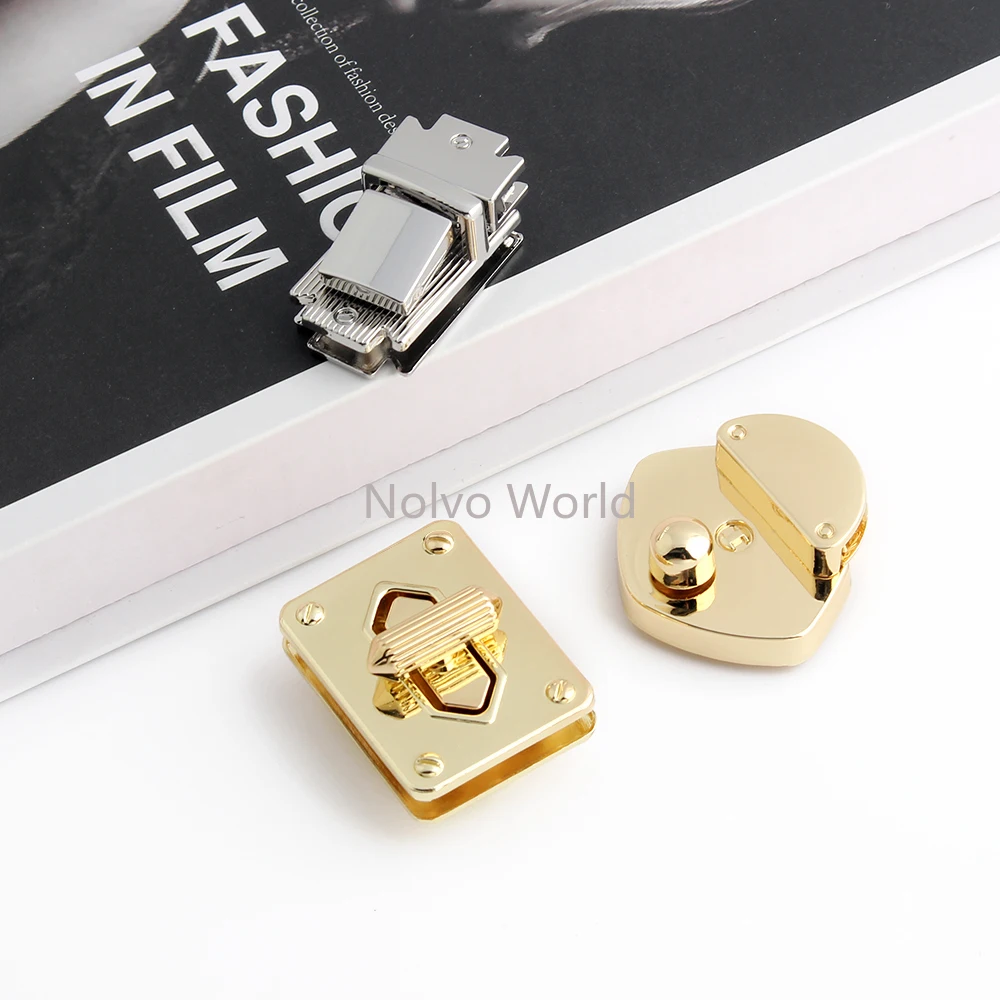 Gold/Silver Metal Press Push Lock For Briefcase Handbag Bags Purse Spring Lock Snap Decorative Clasps Closure Buckle Accessories