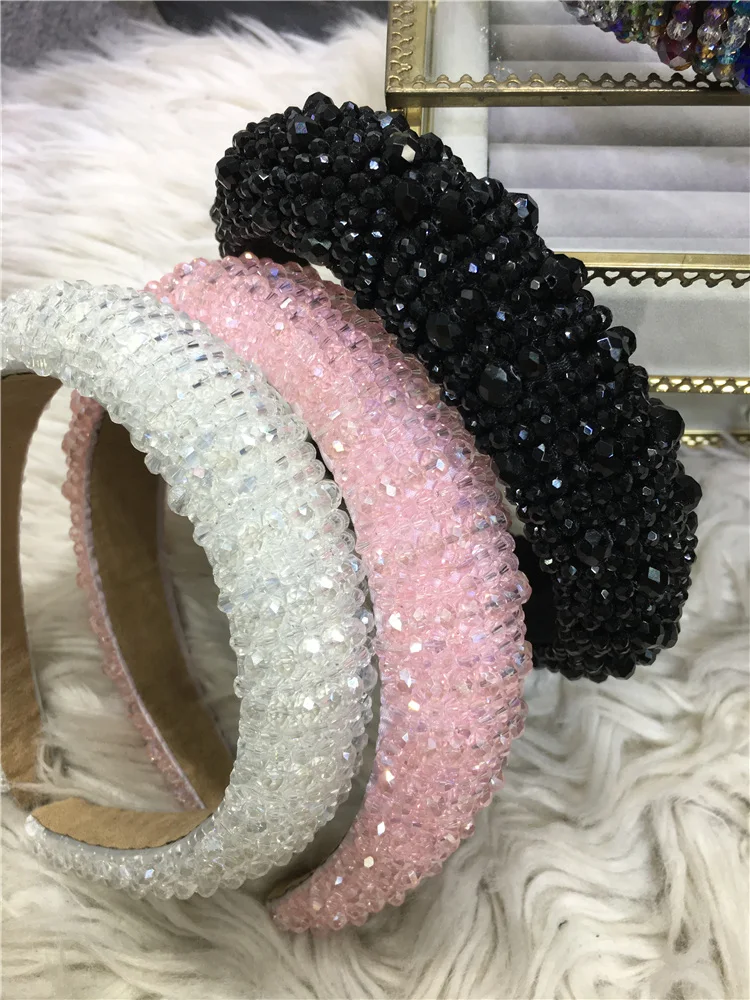 Luxury Rhinestone Pearl Headband Hairpin for Women High Quality Beading Crystal Net Red Handmade Hairbands Sparkling