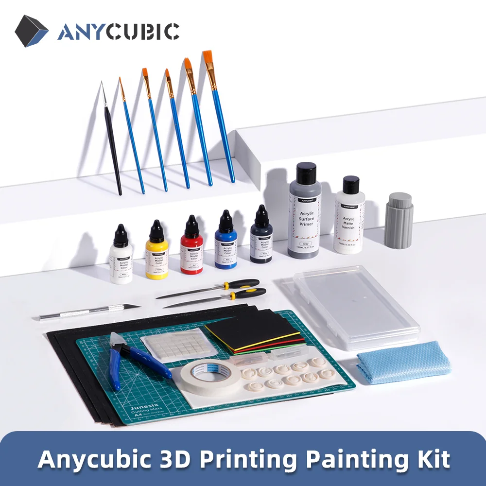 

ANYCUBIC 3D printed model coloring tool Kit Water-based Acrylic Paints Paint Brushes Wet Palette Set Paint Handle Polishing Tool