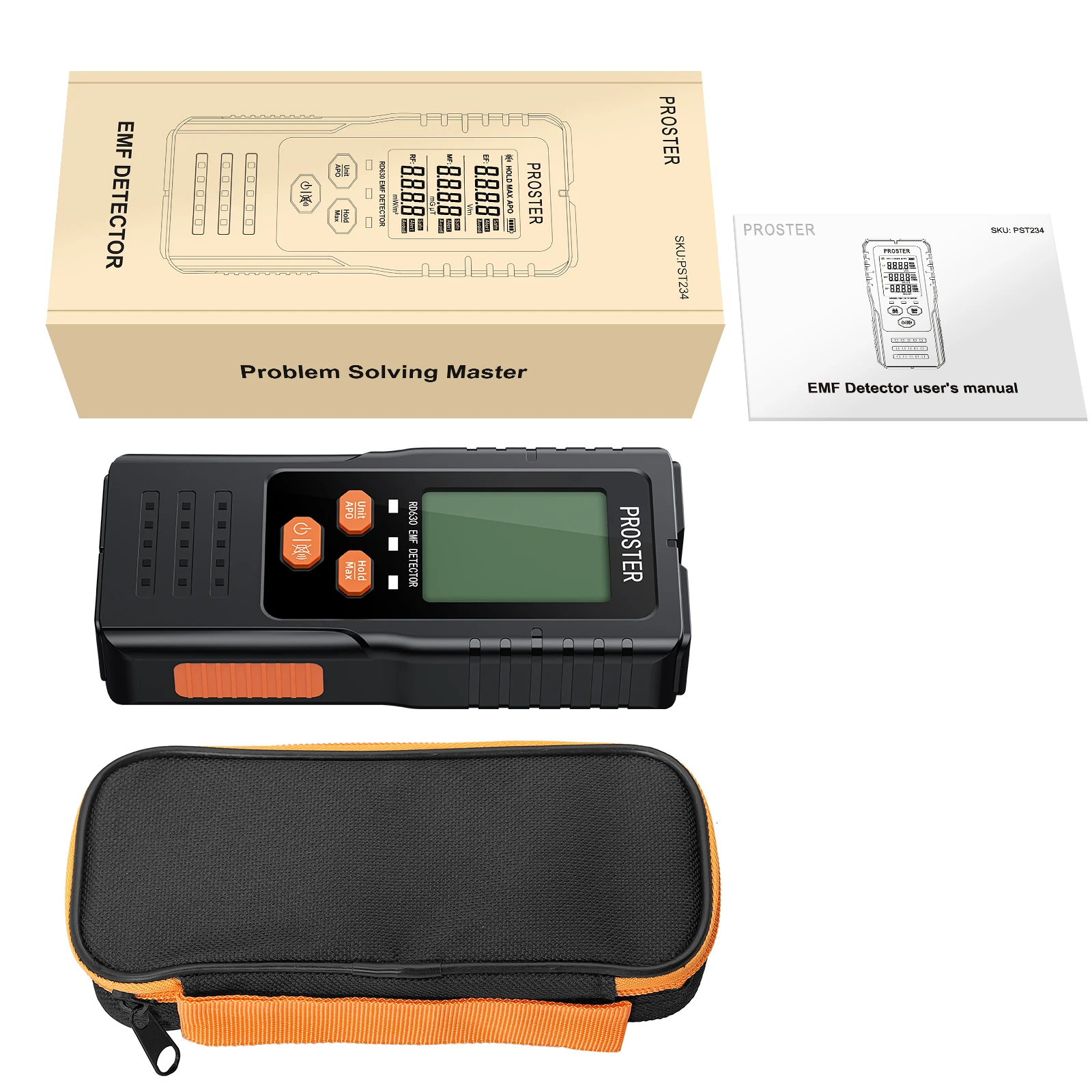 EMF Meter 3 in 1 Digital Electromagnetic Field Radiation Detector for EF RF MF 5G Cell Tower WiFi Signal Detector