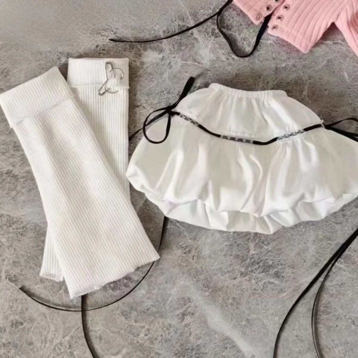 1/4 ドール服スーツ 45 センチ Bjd ドール用スカートセット トップ+スカート+レッグカバー 女の子のおもちゃ ドレスアップ プレイハウス ドールアクセサリー、人形なし