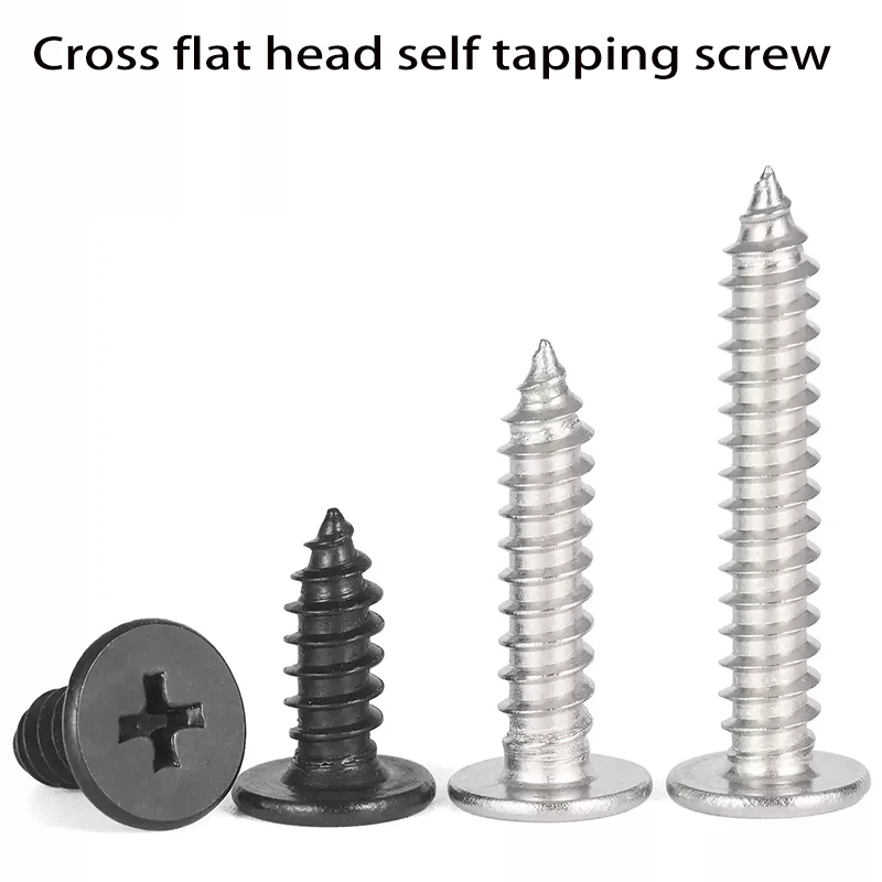 

M5 M6 M8 304tainless steel flat head self tapping screw, flat head, woodworking cross head self tapping screw