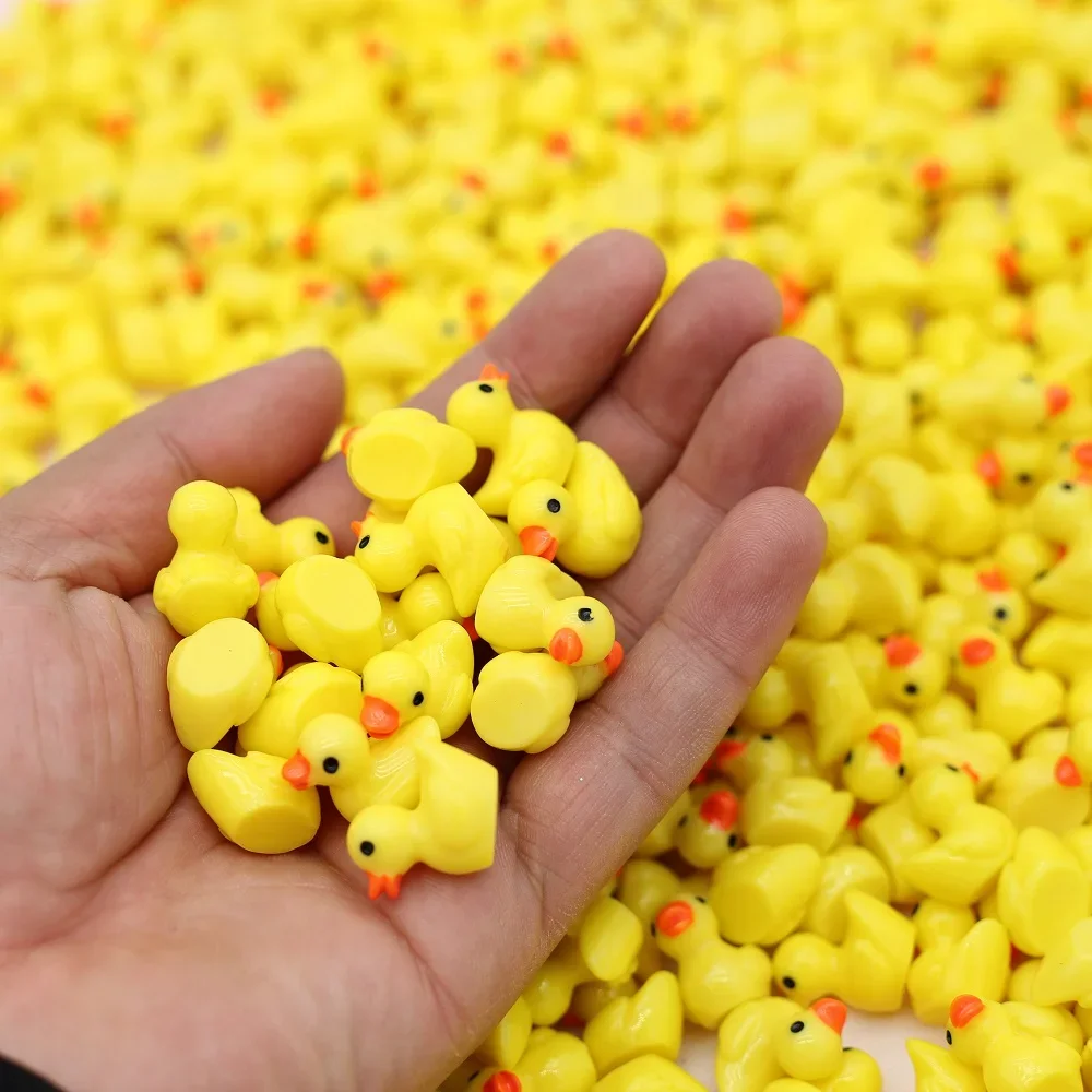 10Pcs Cute Mini Yellow Duck Moss Micro Landscape Ornaments Succulent Decoration Resin Creative Crafts Animals Miniature Figurine