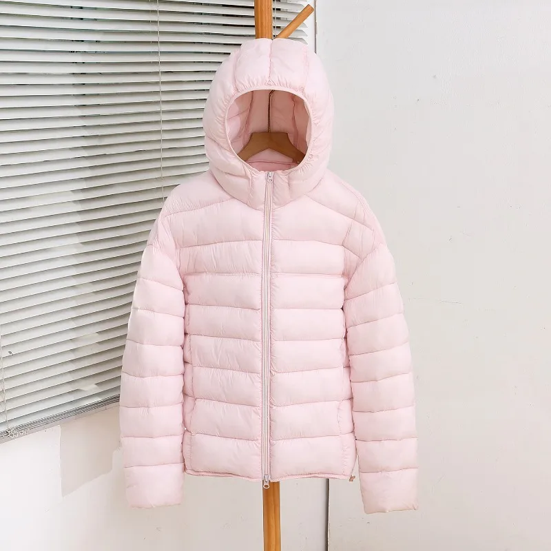 New Quilted Padded Women Jackets Autumn Winter Loose Solid Hooded Zipper Pockets Windproof Warm Light Pack Everyday Style Wear