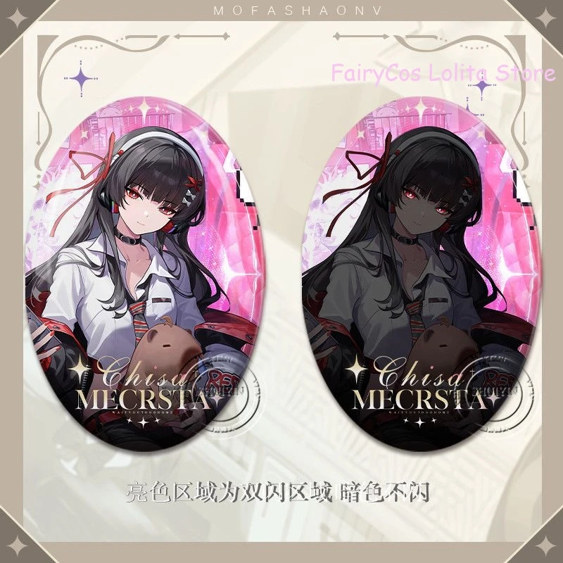 أنيمي lliptical شارة Wuthering موجات GALBRENA CHISA عاكس بروش دبابيس الكرتون Itabag شارة قلادة جمع #4