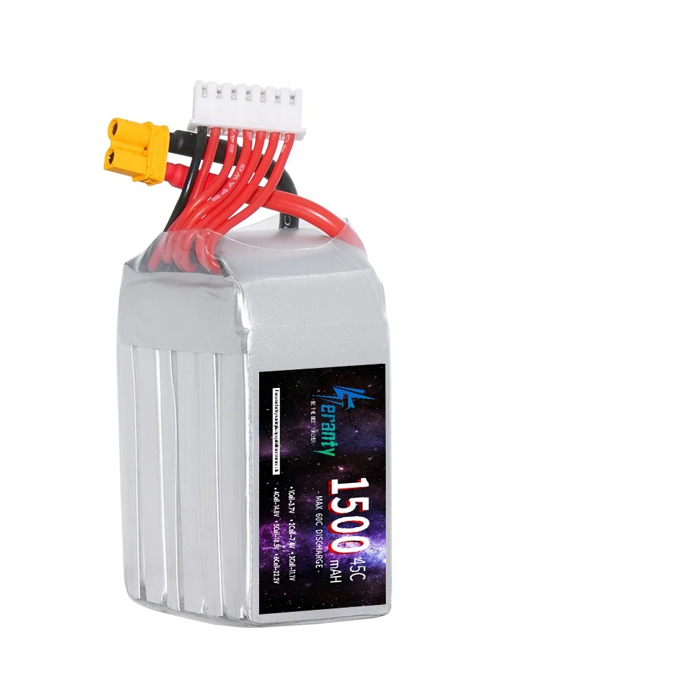 TERANTY 1500MAH 6S بطارية 45C 22.2V يبو بطارية ل RC سيارة الطائرة بدون طيار كوادكوبتر قارب T XT60 التوصيل