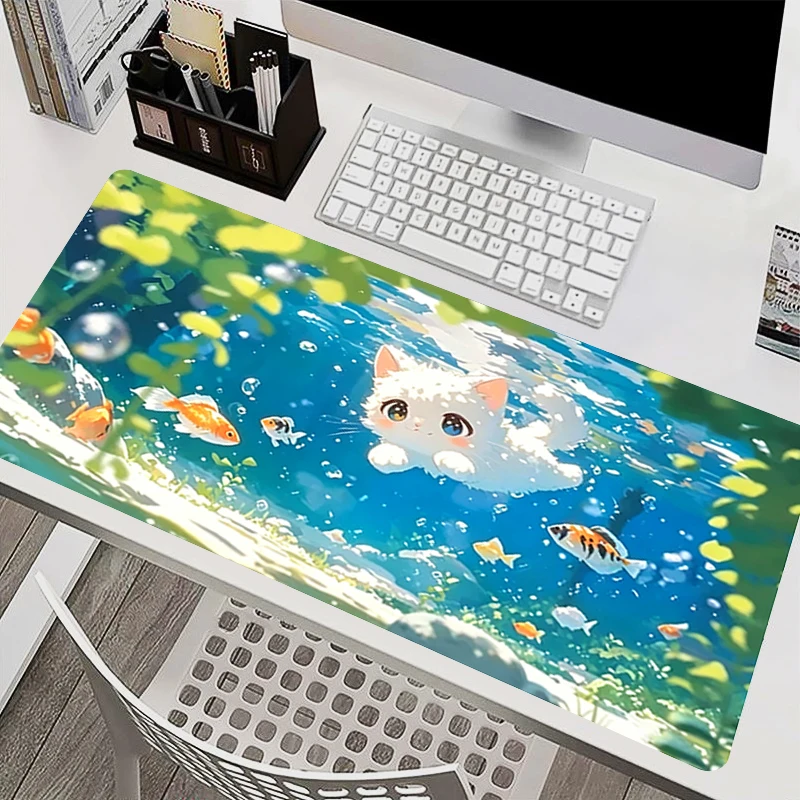 Natural Rubber Mouse Pad Cute Cat Office Desk Mat kawaii Keyboard Pad Gamer Accessories Computer Mousepads Gaming Desktop Decor