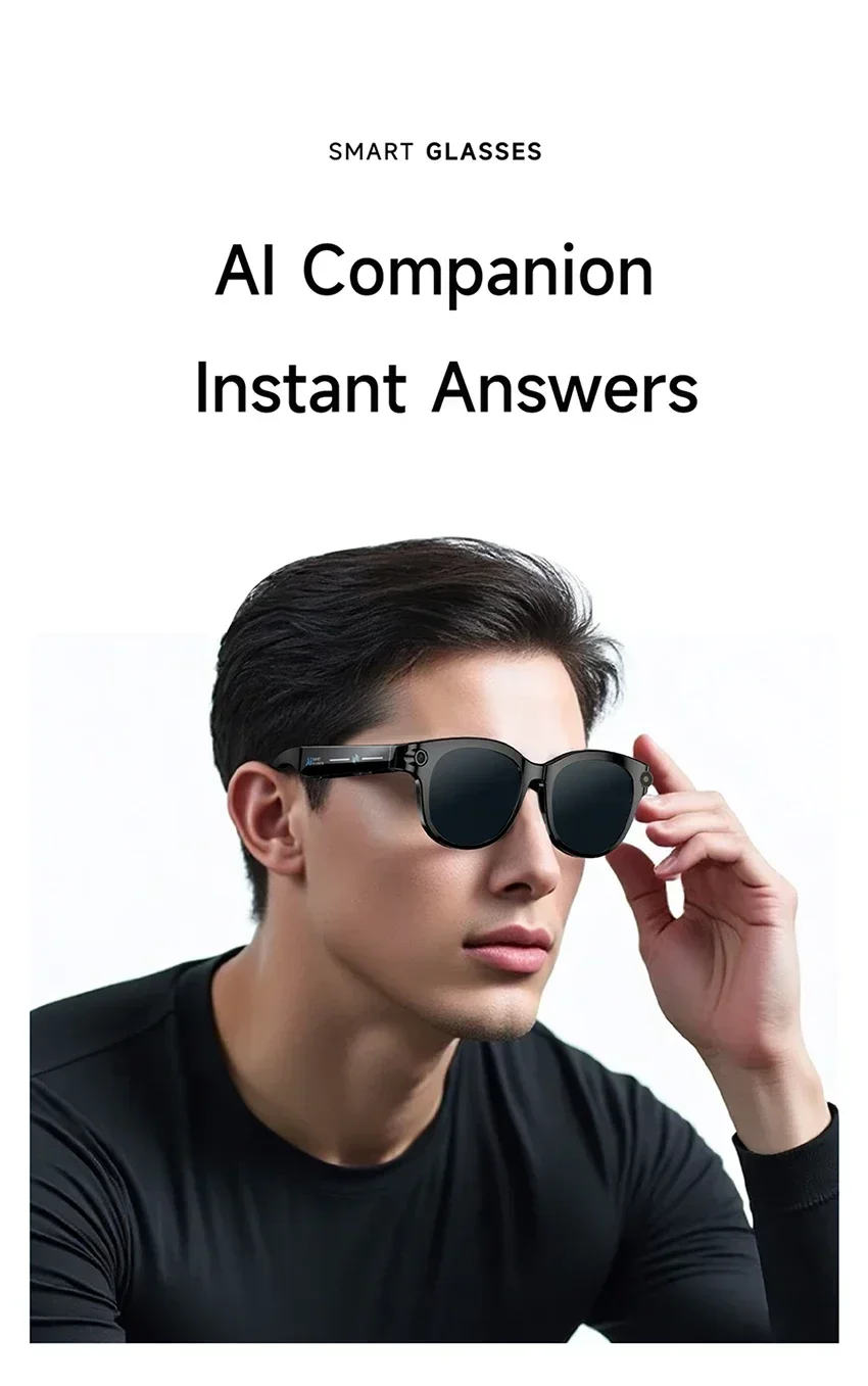 Lenovo ThinkPlus AI Smart-Brille mit Übersetzungsfunktion, Bluetooth, Sprachaufzeichnung, Musikwiedergabe – intelligente Sonnenbrille für Damen und Herren. – Detail 7