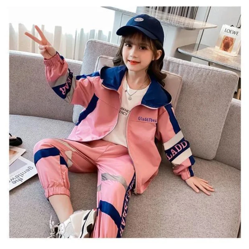 Girls Spring and Autumn Clothing Handsome Sports Suit 2024 New Fashion Girl Two-piece Children\'s Sets 2 3 4 5 6 7 8 9 10 11 12Y