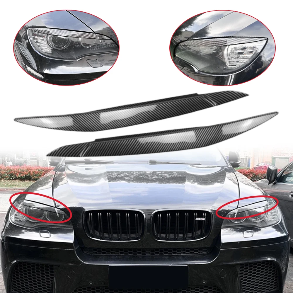 

2Pcs Car Front Headlight Eyebrow Eyelid Cover Stickers for BMW X6 E71 E72 2008 2009 2010 2011 2012 2013 2014