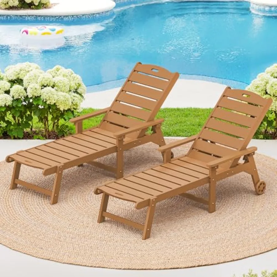 Outdoor Chaise Lounge, 5‑Position, 2‑Pack