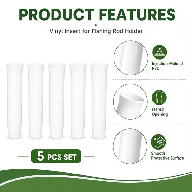 A74K-5 Pack Marine Fishing Rod Holder Insert Sleeves Fishing Rod Holder Liner , Boat Rod Holder Inserts For Boats And Yachts