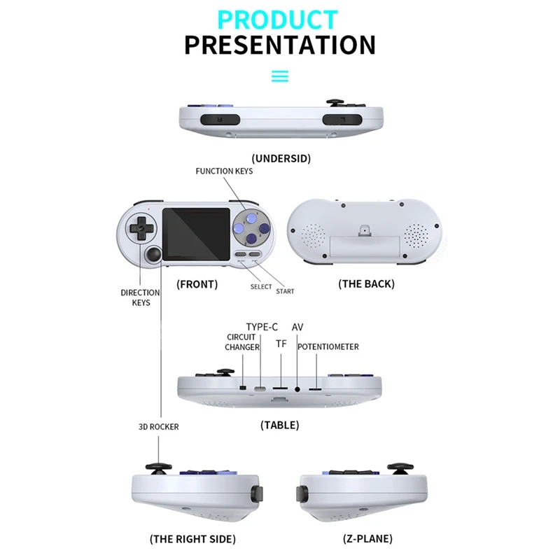 SF2000 Console de jogos portátil retrô de 3 polegadas com 8000 jogos integrados, jogadores clássicos portáteis, console de videogame IPS