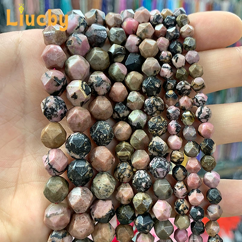 

Natural Stone Faceted Black Lace Rhodonite diamond Beads DIY Retro Accessories Earrings For Jewelry Making 15"Wholesale 6/8/10MM