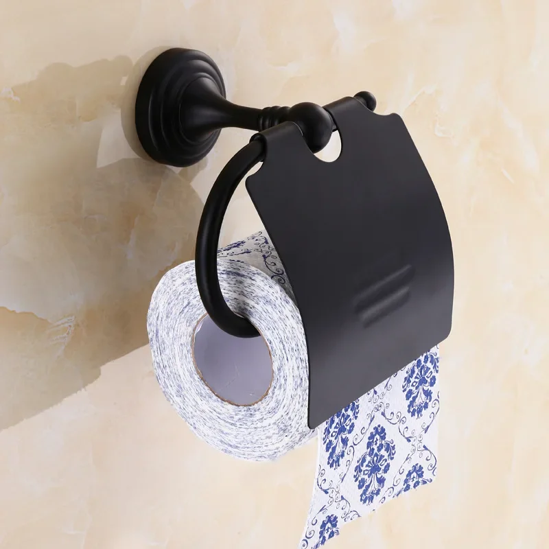 AUSWIND Antique Black Copper Toilet Paper Rack European Bathroom Paper Box Toilet Paper Holder wall mount L