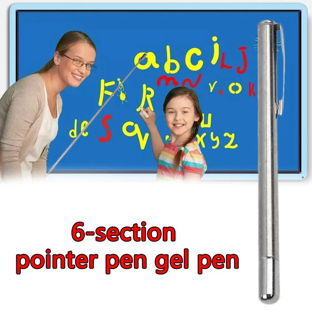 

2 in 1 Telescopic Pointer Extendable Steel Ballpoint Pen Teaching Tool Retractable Design Smooth Writing for Classroom