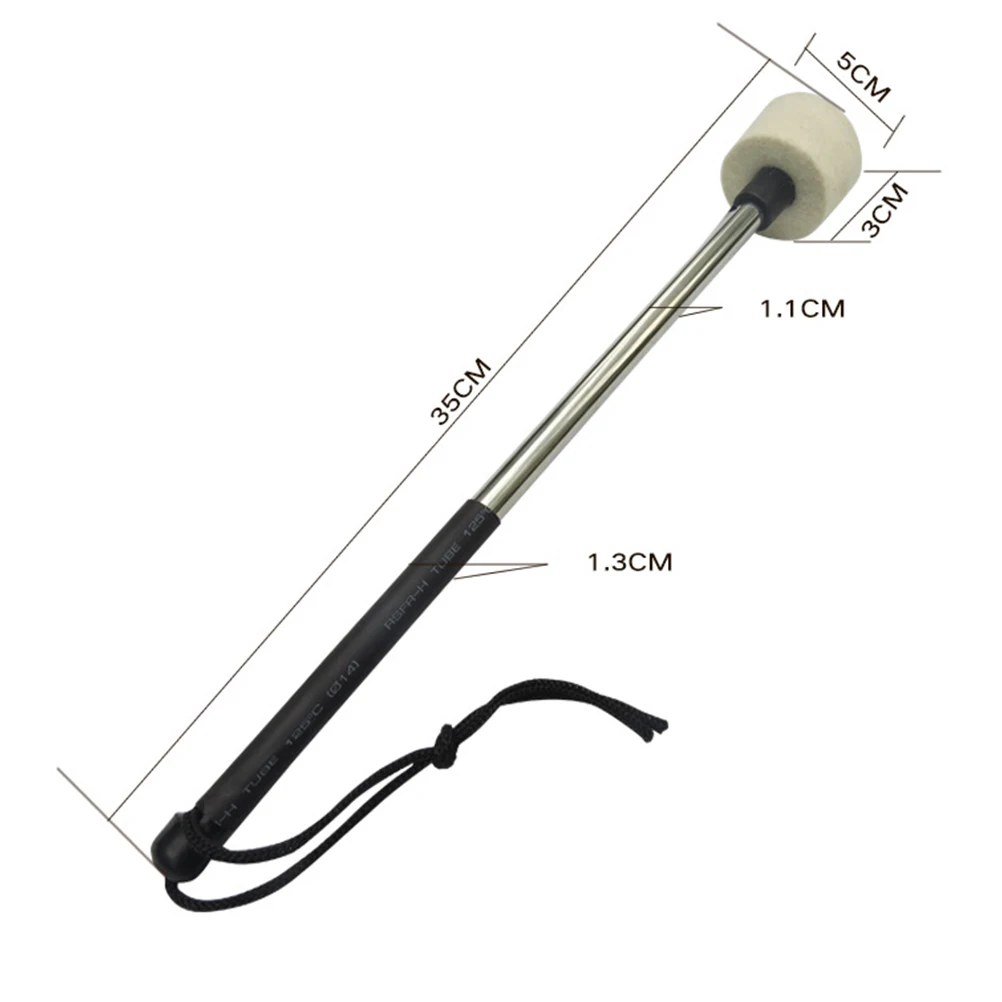 

Drum Hammer Wool Felt Stainless Steel Handle Snare Drum Mallet Drumstick Durable Long Lasting Tight