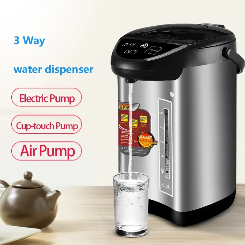 Electric Hot Water Boiler&Warmer,Manual DispenseAuto Water Pot Safety Stainless Steel Hot Water Dispenser Water Boiler 5.8Liter