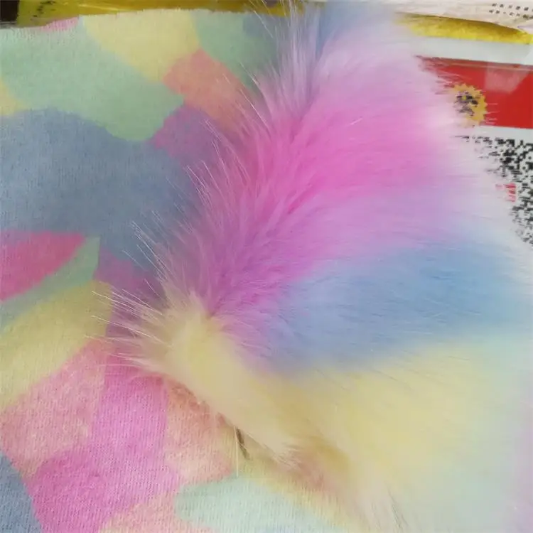 Jacquard plush Rainbow fox fur  faux fur fabric,fabric for dolls,quilting fabric