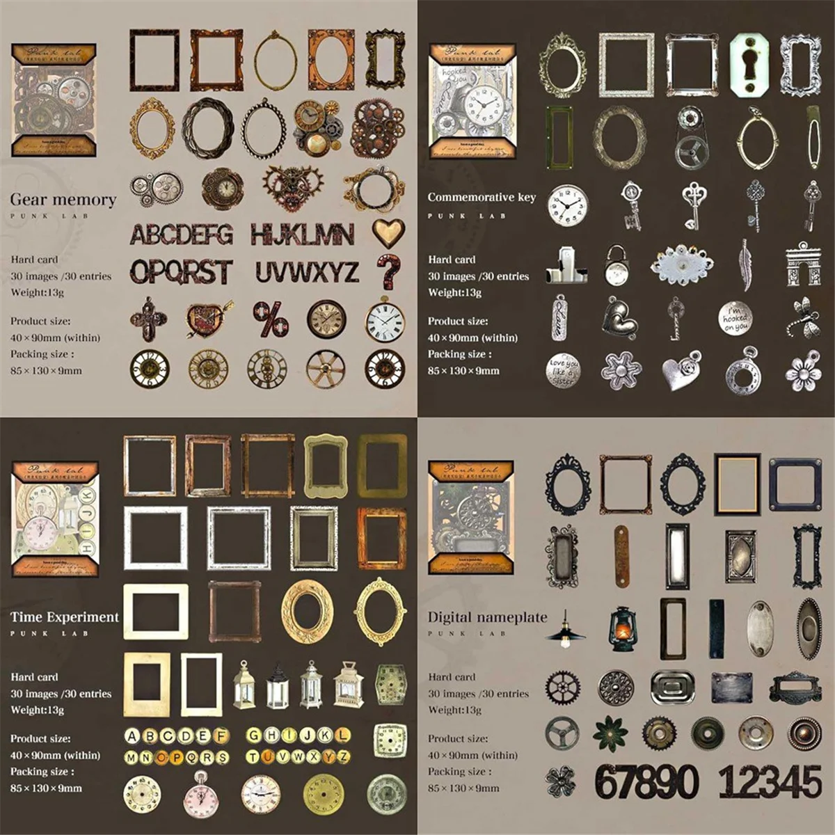 120Pcs Steampunk Junk Journal Supplies, Small Vintage Scrapbook Materials Paper for Journaling Kit