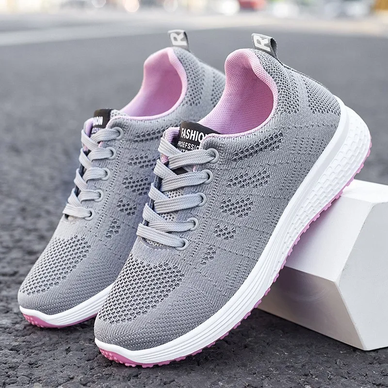Women's Breathable Knitted Jogging Shoes Lightweight Casual Sneakers Durable Simple Style Athletic Walking Shoes for Daily Wear