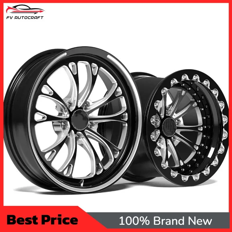 【2026】Gloss Black Milled Forged Beadlock Wheels 5x120 5x114.3 17x10 15x10 Deep Concave 2 Piece Drag Wheels For Mustang Corvette