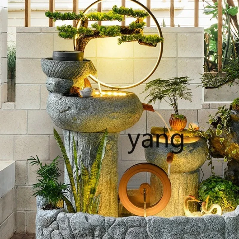 

LH courtyard landscape stone mill fountain water feature outdoor courtyard balcony decoration